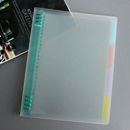B5 loose-leaf refill pad with coloured PP cover, 40 pages, for 8-hole binders.