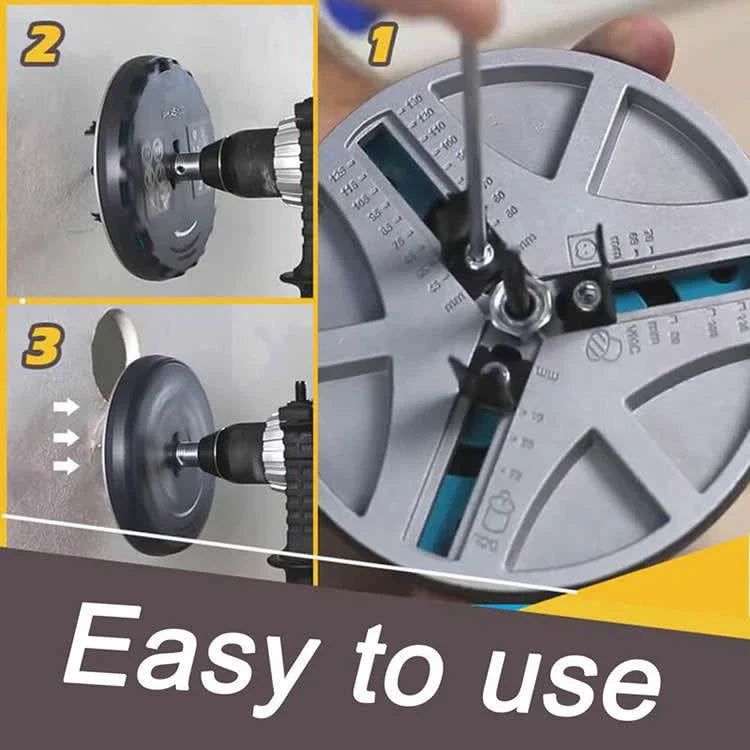 Versatile adjustable punch saw with a wide range of cutting diameters, allowing precise hole cutting in wood and other materials