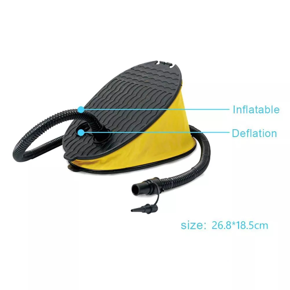 AIRHEAD High Volume Bellows Foot Pump in yellow with 3 adapters for versatile inflation