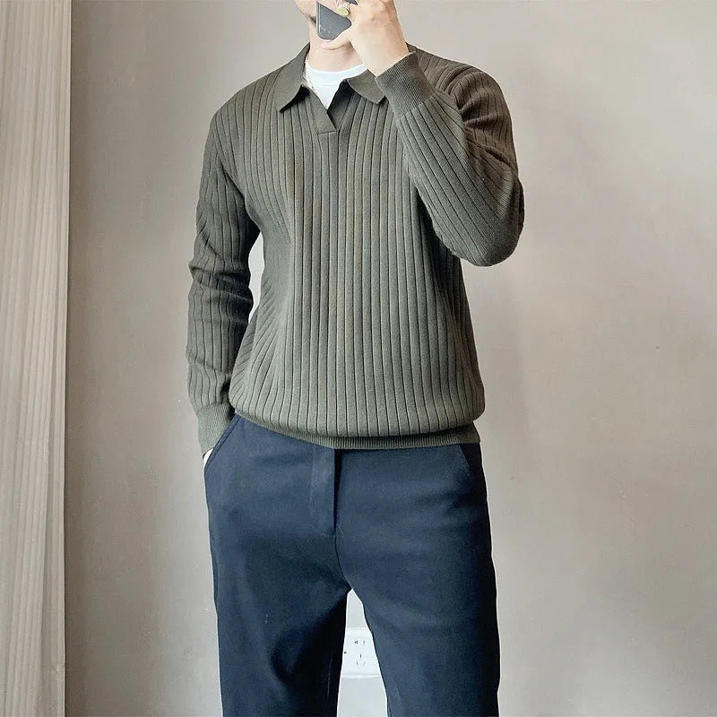 Loose elastic knitted sweater for men in modal and rabbit fur blend, available in black, white, light grey, Army Green, and coffee colours, sizes M to 3XL
