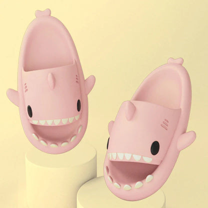 Cozy cartoon shark-themed slippers with anti-slip sole for indoor and outdoor wear
