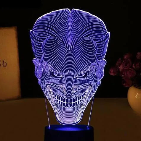 USB-powered 3D LED lamp with acrylic plate showing colourful gradient lighting effects and touch control