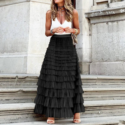 Layered Ruffles Cake Skirt in mesh fabric for summer wear