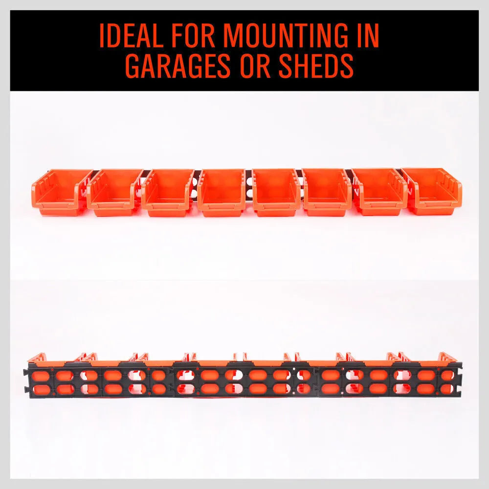 Plastic modular storage shelf for tools with stackable or side-by-side mounting options