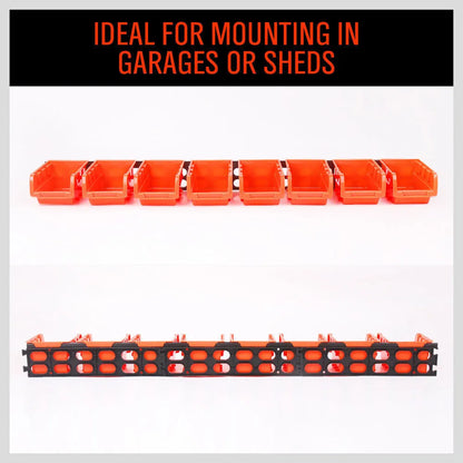 Plastic modular storage shelf for tools with stackable or side-by-side mounting options