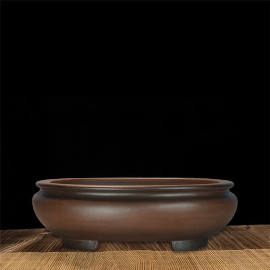 Handcrafted purple clay desktop flowerpot with classical design, 58cm long, for indoor plants