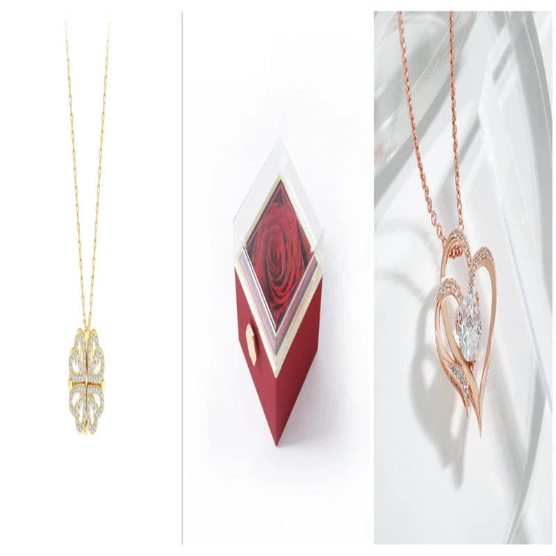 Elegant four-leaf clover necklace with magnetic and detachable design for versatile styling
