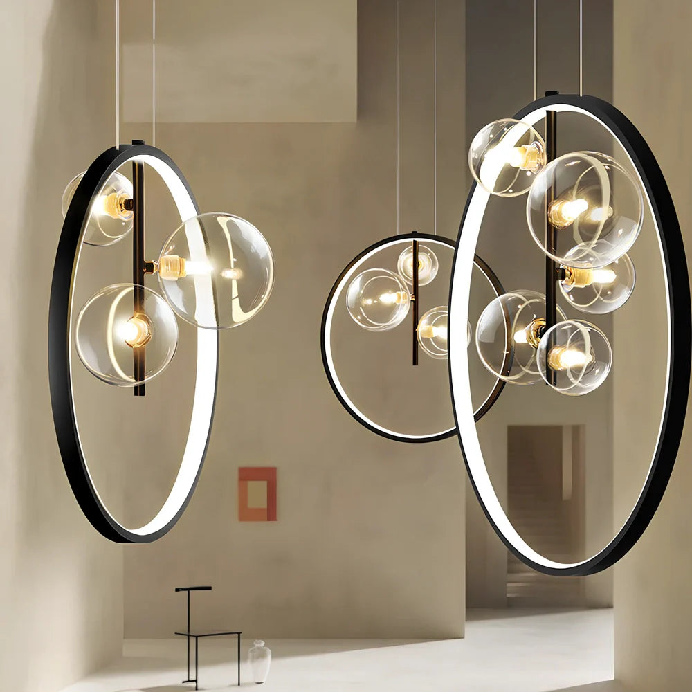 Modern Nordic minimalist bubble chandelier in white iron with three LED heads for 5-10㎡ lighting