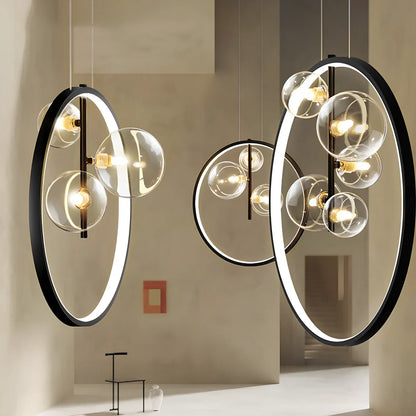 Modern Nordic minimalist bubble chandelier in white iron with three LED heads for 5-10㎡ lighting