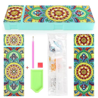 DIY diamond painting kit for creating personalised pencil case with resin sequin decoration on PU leather