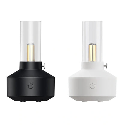 Retro light aroma diffuser with LED night light and humidifier in white and black