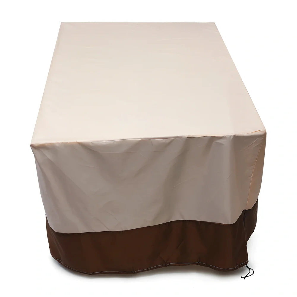 Bronze waterproof patio furniture cover measuring 269cm long protecting outdoor garden furniture
