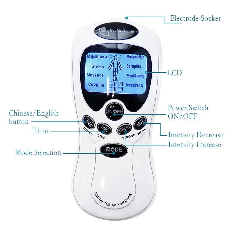 Mini digital portable multifunctional massage instrument with LCD screen in various colors