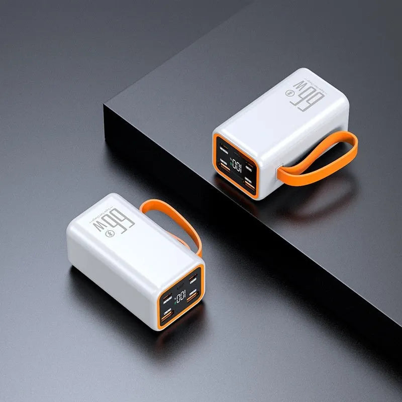 Black and white PD66W 20000 mAh fast charge portable power bank.