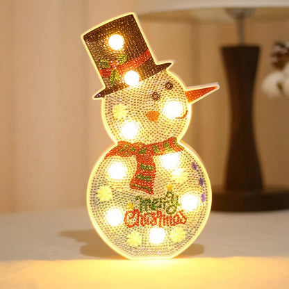 Hand-painted DIY LED Snowman and Christmas Tree Decorative Lamp for holiday decor