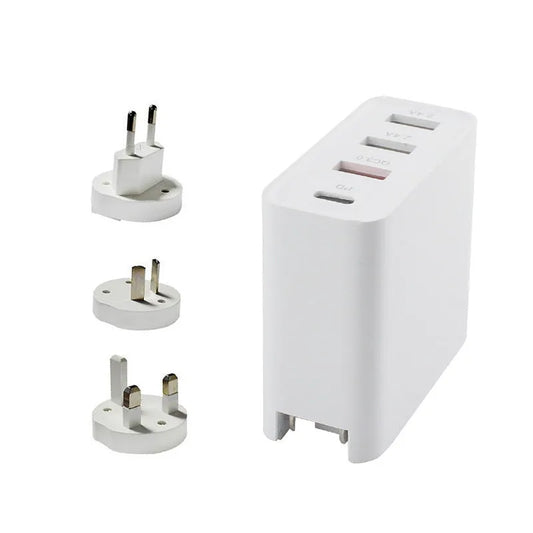 48W PD four-port Type-C mobile phone charger in black or white with indication LED lights and compact size