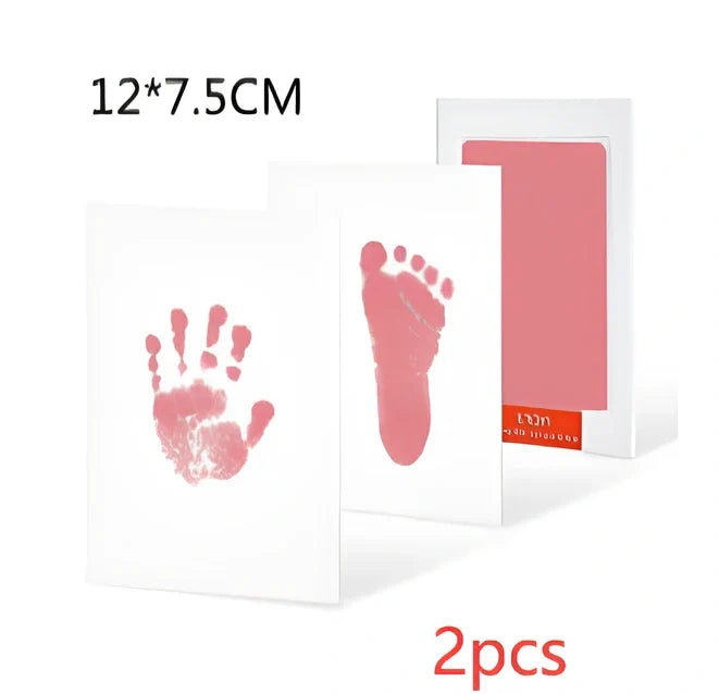 Disposable ink baby hand and foot print kit with six colour options and two size formats