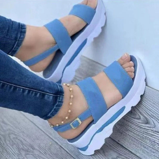 Women's casual buckle platform sandals in various colors