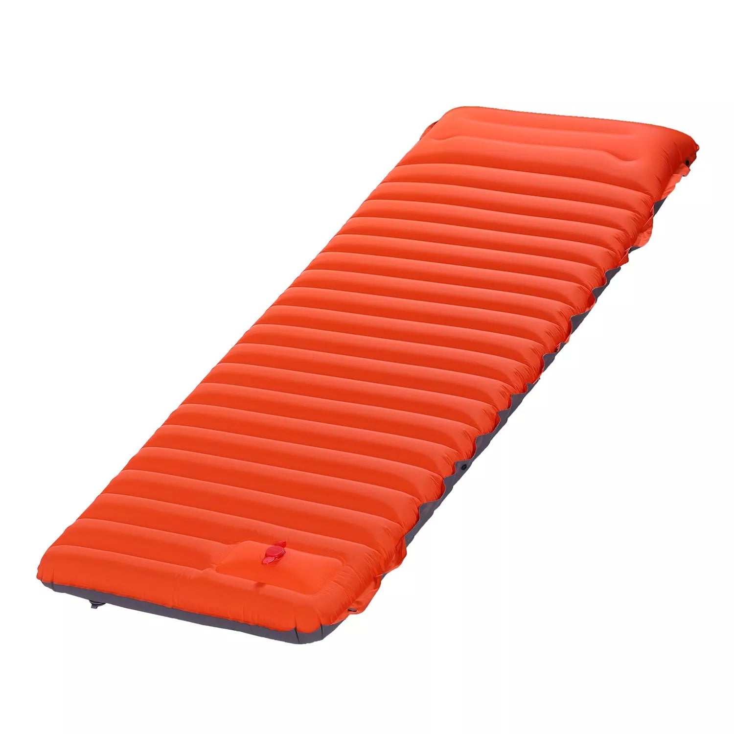 Portable inflatable bed mat for camping and picnics in blue with green