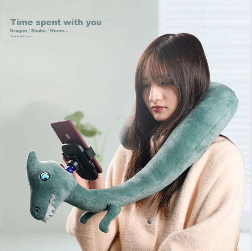 Cozy U-Shaped Pillow with Soft Velvet Covering and Honeysuckle Filling Provides Plush Comfort and Hands-Free Phone Holding