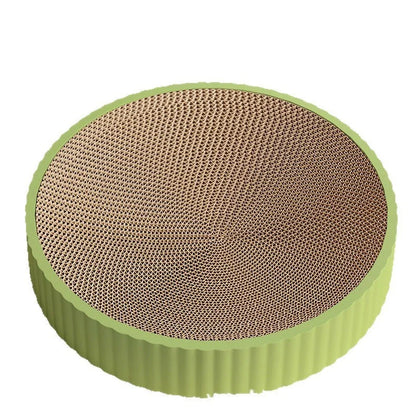 55cm round green cat scratching board with replaceable corrugated paper surface