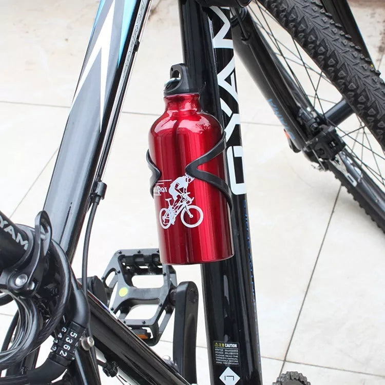 Aluminum alloy sports kettle in various colors, 500ML capacity, dimensions 19cm x 7.3cm