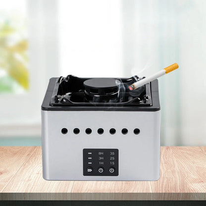 Mini Ashtray Air Purifier in ceramic white, black, and blue print options