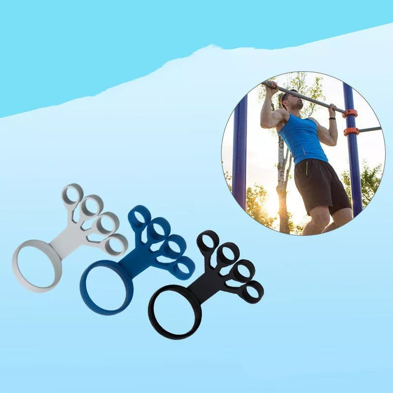 Silicone Wrist Tensioner for finger and wrist strength exercises in black, gray, and sapphire blue