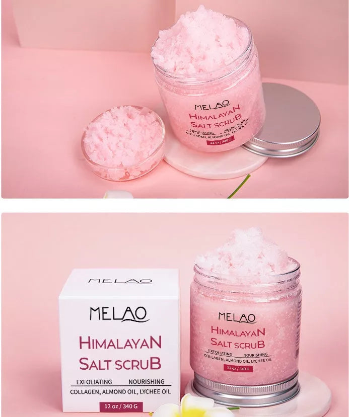 Himalayan Salt Body Scrub Cream for exfoliating and moisturizing skin, 340g jar