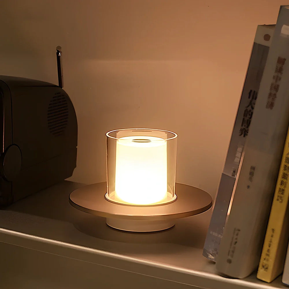 Bar table lamp with gold electroplated finish measuring 160mm tall with touch dimming controls