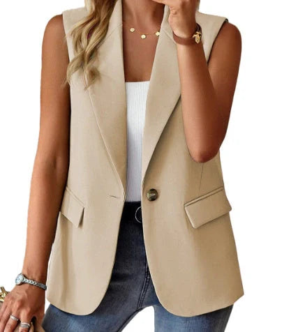Women's loose fit sleeveless suit vest in various colors