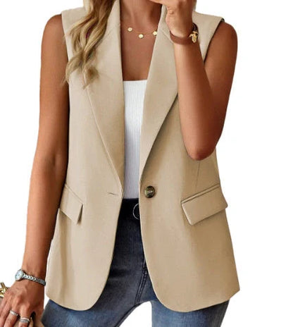 Women's loose fit sleeveless suit vest in various colors