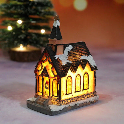 Christmas Micro Landscape Resin House Ornament with detailed festive design