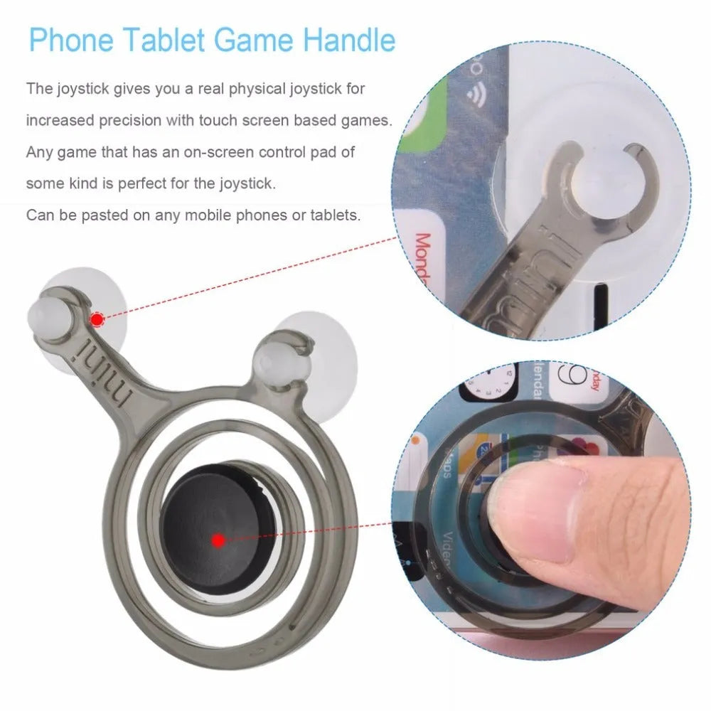 Universal mini joystick pair for mobile phones with 63x48x12mm dimensions and clear/black colour option