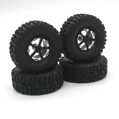 Alloy military-style remote control car accessories including grey front bar, beam, axles, and black tyres