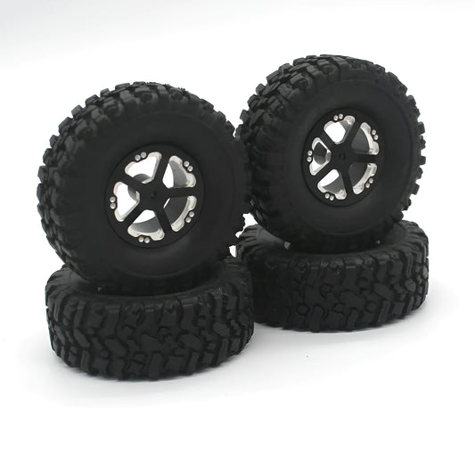 Alloy military-style remote control car accessories including grey front bar, beam, axles, and black tyres