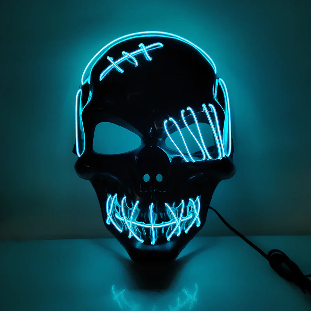 Scar one-eyed pirate LED Halloween mask with bloody details and cold light illumination