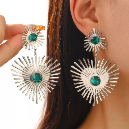 Bohemian Sunflower Heart-shaped Rhinestone Earrings for Women - Valentine's Day Gift
