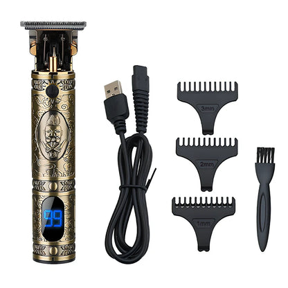Professional hair trimmer with USB port and metal body in three colour options