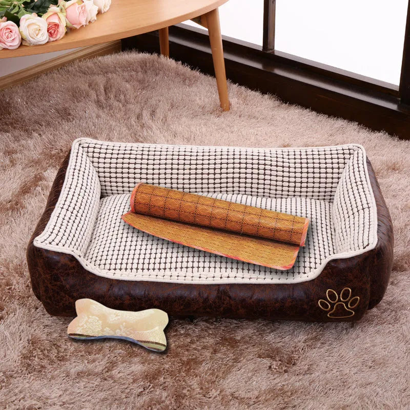 Flannel dog kennel in grey, coffee or beige, removable washable pet house, sizes M to XXL