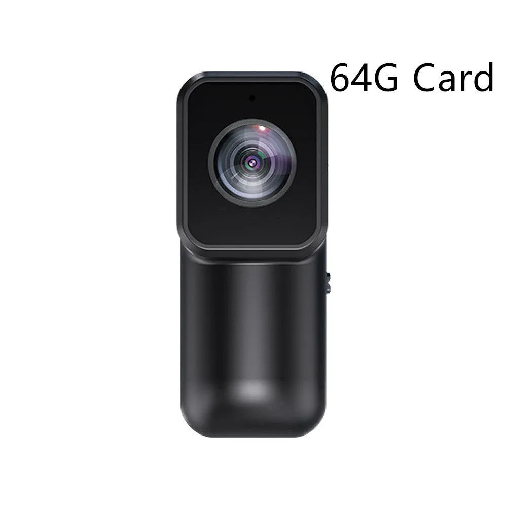Black mini WiFi sports camera recorder 61.5x27x27mm with wristband riding bracket, cycling bracket, back clip, and pet strap.
