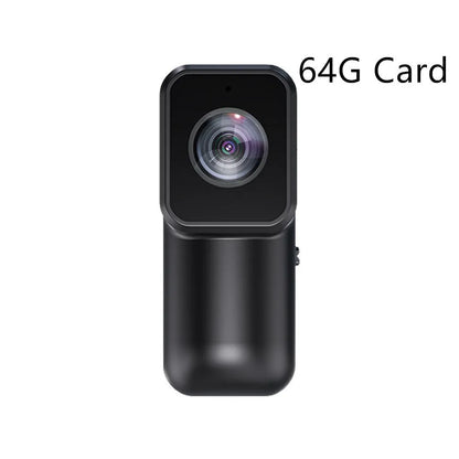 Black mini WiFi sports camera recorder 61.5x27x27mm with wristband riding bracket, cycling bracket, back clip, and pet strap.