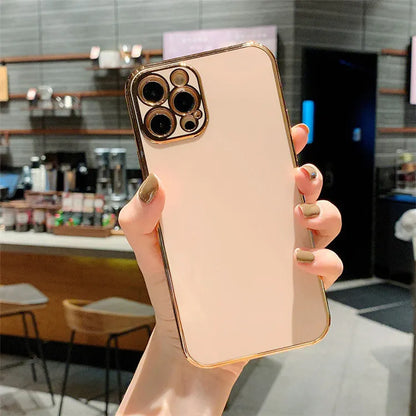 Luxury solid colour electroplated phone case for iPhone 13 with geometric graffiti design