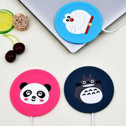 Cozy USB-powered cartoon drink warmer pad with soft rubber construction and adorable designs to keep your beverages at the perfect temperature