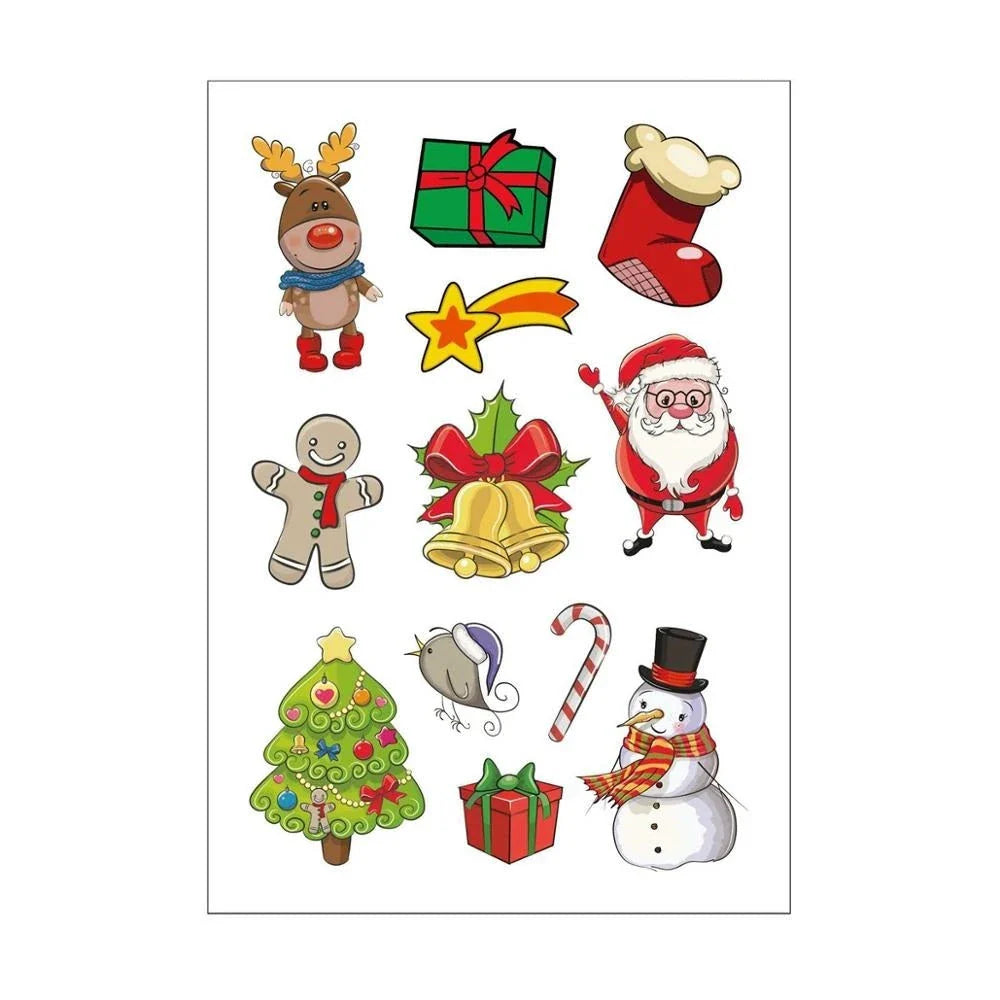 Festive Santa Claus Glow-in-the-Dark Tattoo Stickers for Holiday Decoration