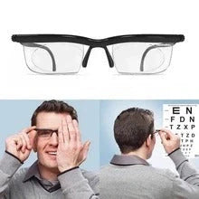 Adjustable Focus Sight Glasses with black and transparent frames and polycarbonate lenses