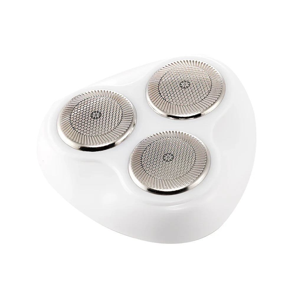 Ruiying cordless electric shaver with built-in body wash dispenser showing rubberised grip and 3D floating heads