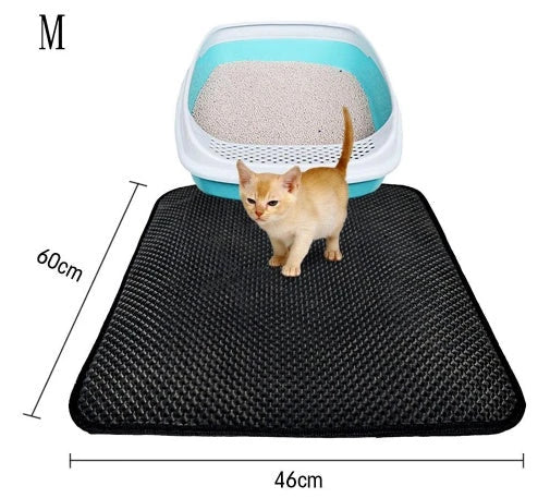 Versatile cat litter mat in different sizes and colors, featuring a dual-layer design to trap litter and protect floors