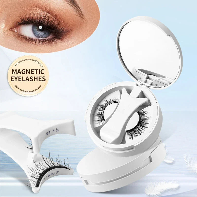 Magnetic false eyelashes with integrated storage case, providing a glue-free, natural-looking makeup accessory