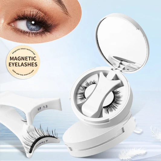 Magnetic false eyelashes with integrated storage case, providing a glue-free, natural-looking makeup accessory